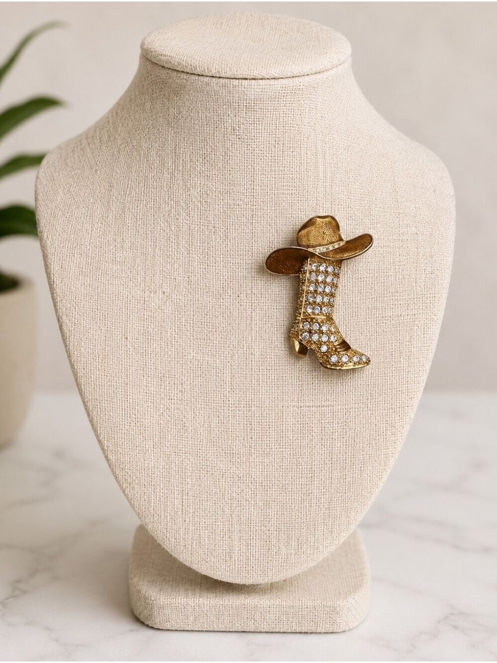 Vintage Pave' Rhinestone Cowboy Boot Western Brooch